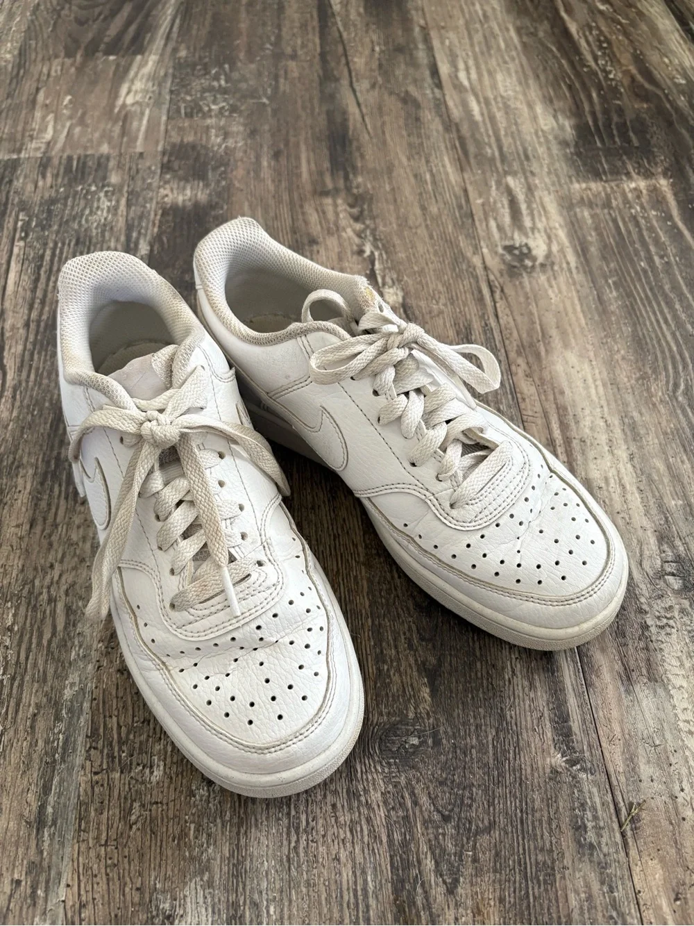 Nike Court Vision Off-White Leather Low-Top Sneakers - Picture 1 of 6